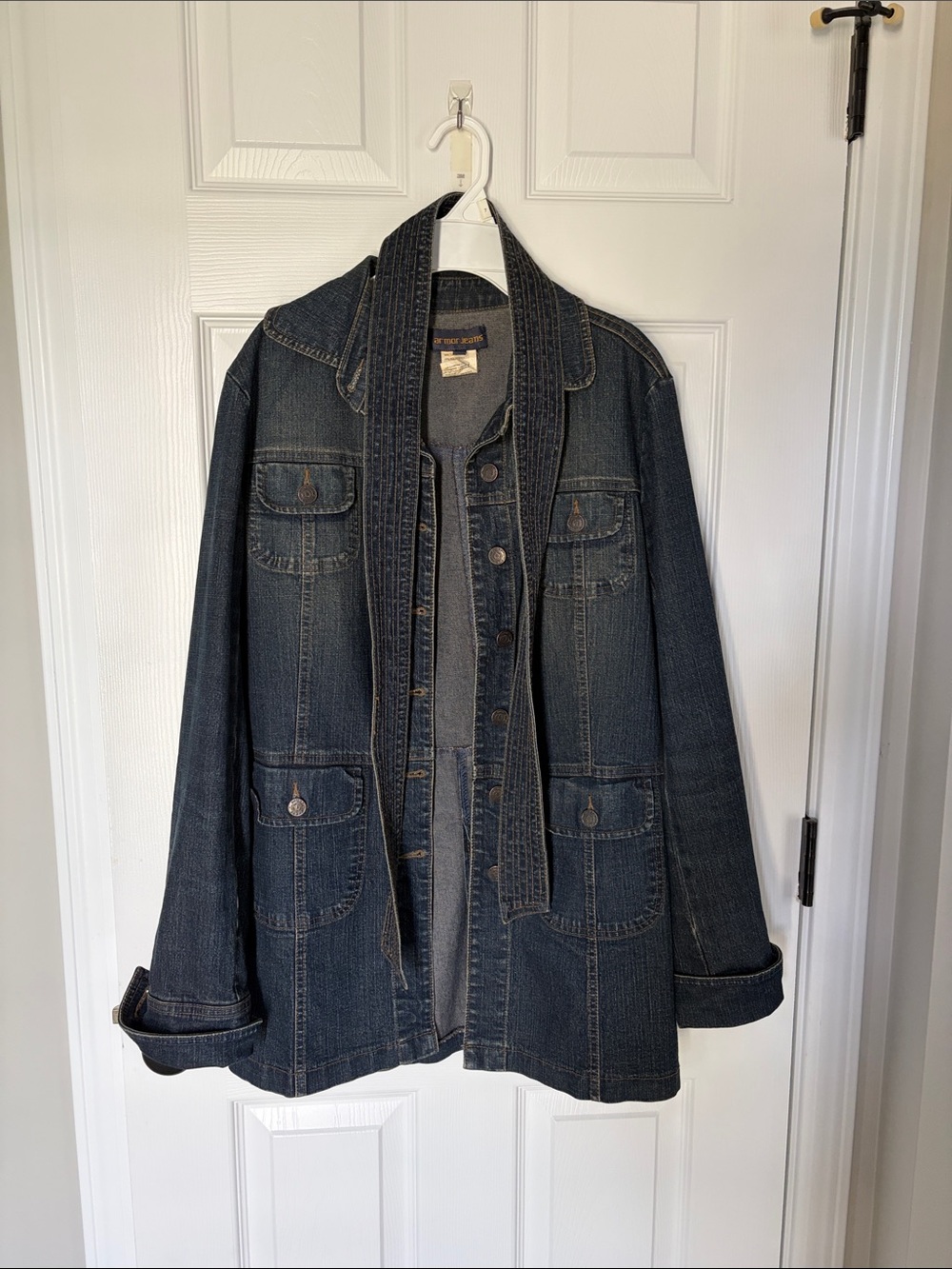 Dark Blue Women’s Denim Jacket - with Tie Waist